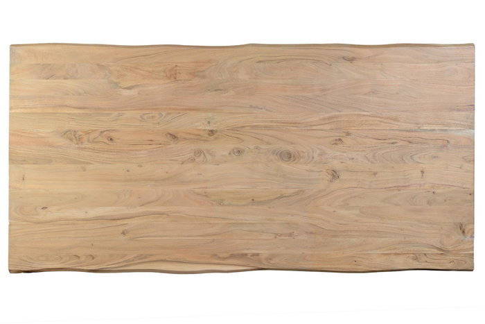 GINER Y COLOMER Table de salle à manger en acacia naturel et métal noir